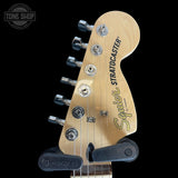 Headstock of Used 2025 Squier Affinity Stratocaster Junior HSS Ice Blue Metallic TSS7571.
