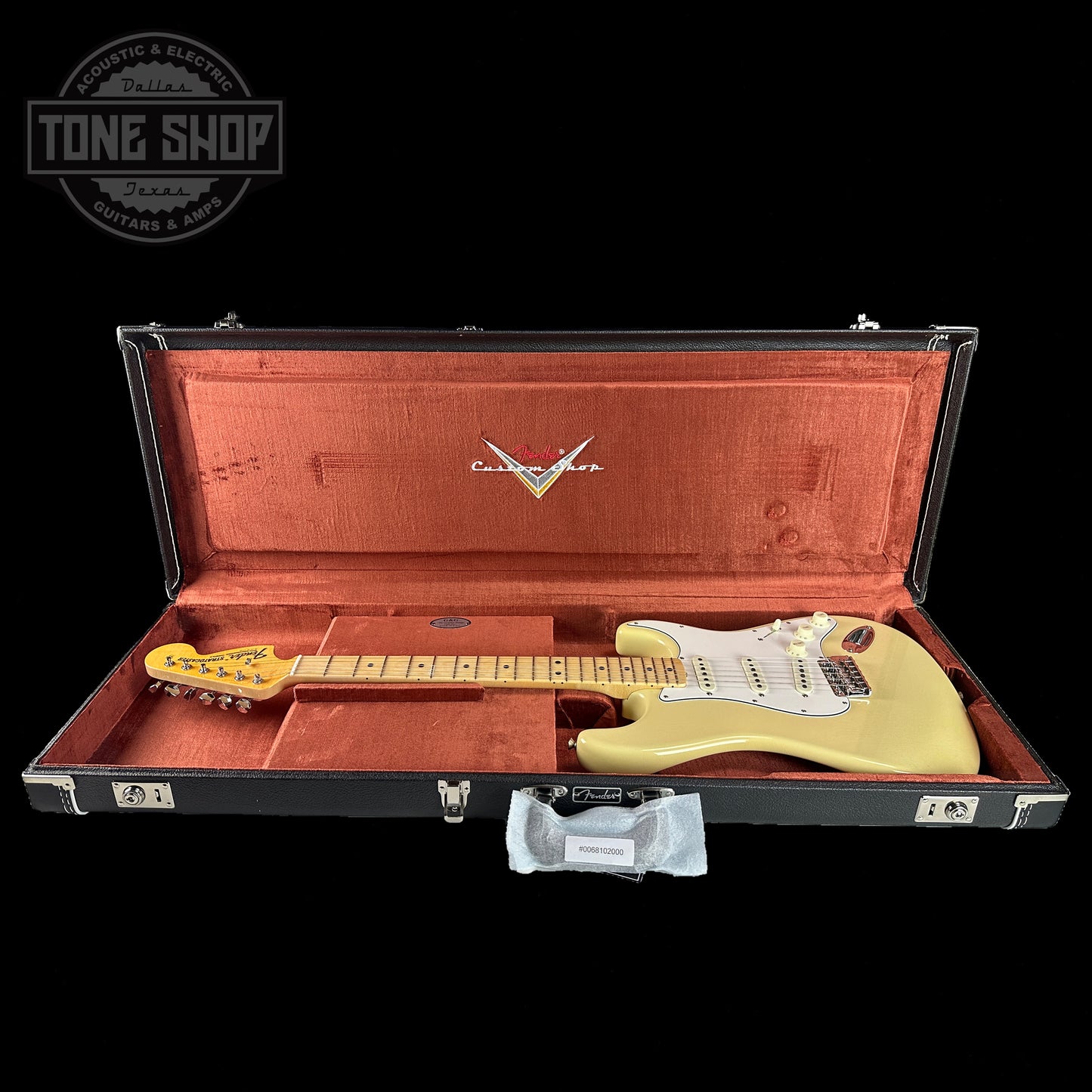 Fender 1968 Stratocaster DLX Closet Classic Maple Neck Aged Vintage White in case.