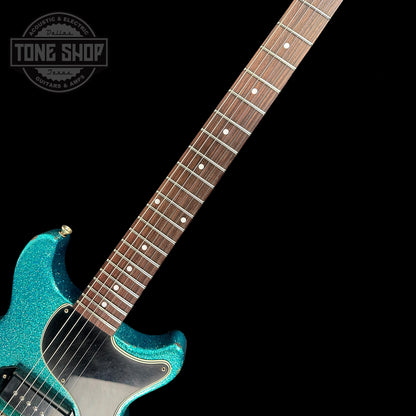 Fretboard of Rock N Roll Relics Thunders Teal Sparkle Med Aging.