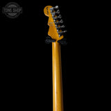 Back of headstock of Used Reverend Reeves Gabrels Signature Flame Orange.