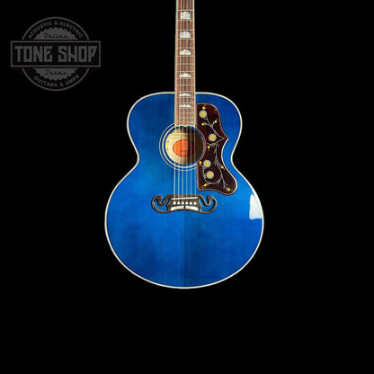 Front of body of Gibson Custom Shop M2M SJ-200 Standard Viper Blue.