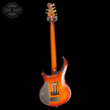 Back of Used 2017 Ernie Ball Music Man BFR John Petrucci Majesty Island Burst Koa.