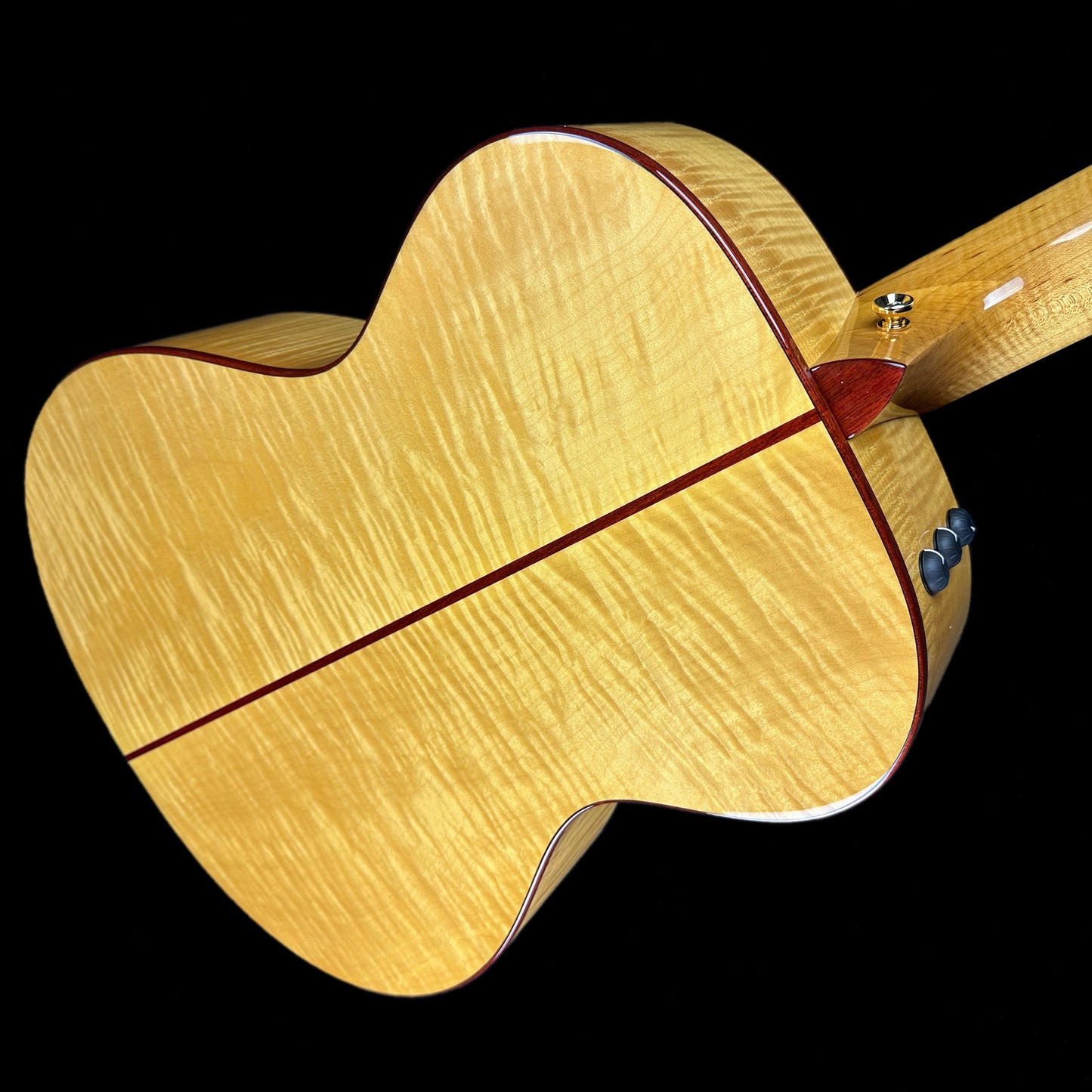 Back angle of Taylor Custom GC Flamed Maple #12509.