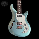 Front of Used 2019 PRS Paul Reed Smith Vela Semi-Hollow Frost Green Metallic.