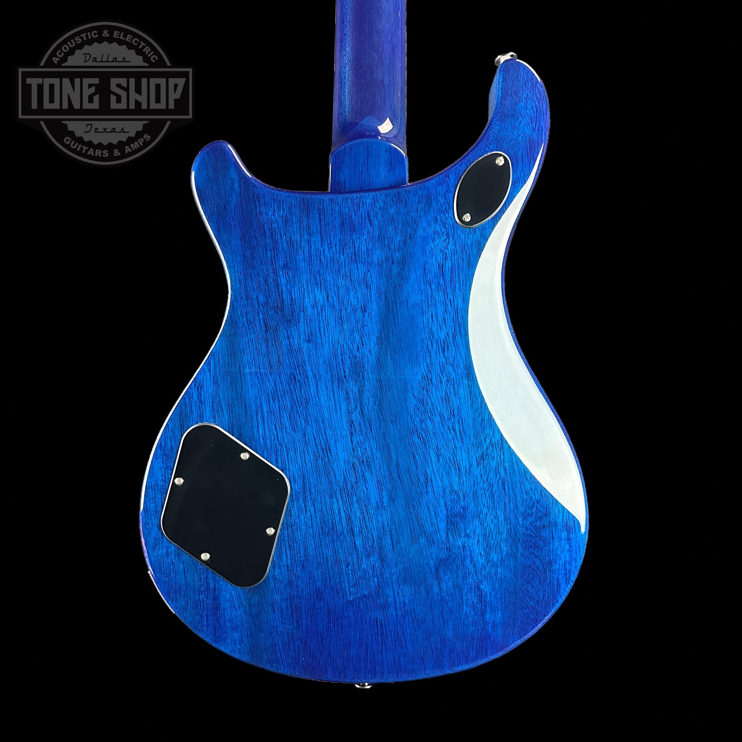 Back of body of PRS S2 McCarty 594 Flame Top Makena Blue.