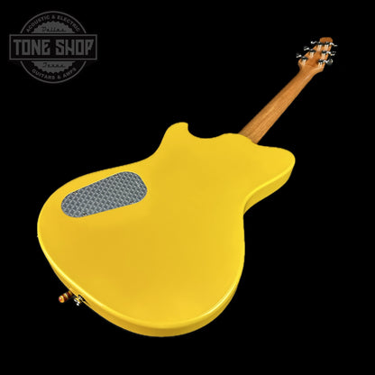 Back angle of Powers Electric A-Type Saffron Yellow Metallic FF42 Pearloid.