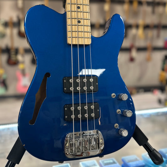 Front of Used G&L ASAT Thinline Bass Blue w/case TSS4072