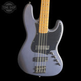 Front of Used Squier FSR Contemporary Active Jazz Bass Flat Black.