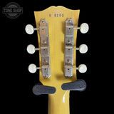 Back of headstock of Used 2006 Gibson Custom Shop 1958 Les Paul Junior Double Cut TV Yellow.
