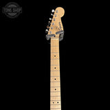 Headstock of Used 2025 Squier FSR Sonic Stratocaster HTH Lime Green TSS7413.