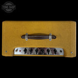 Top of Used 2015 Fender Blues Junior Lacquered Tweed 15 Watt 1X12 Amplifer TSS7642.