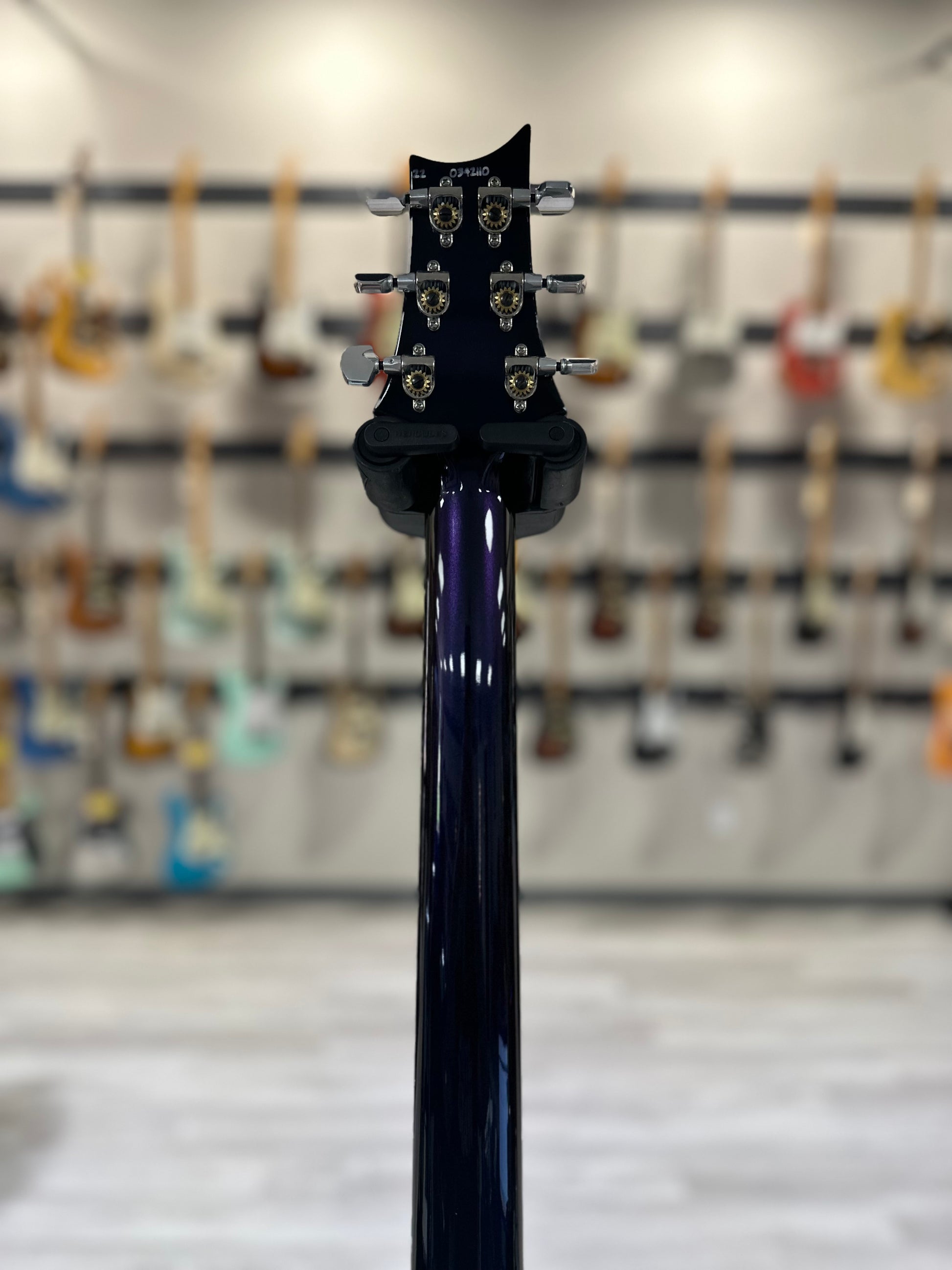 Back of headstock of Used 2022 PRS Custom 24 Grapes Of Wrath Pattern Thin Neck w/case TSS4024