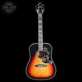 Full front of Gibson Custom Made 2 Measure Hummingbird Maple Long Scale Tri-burst LR Baggs VTC.