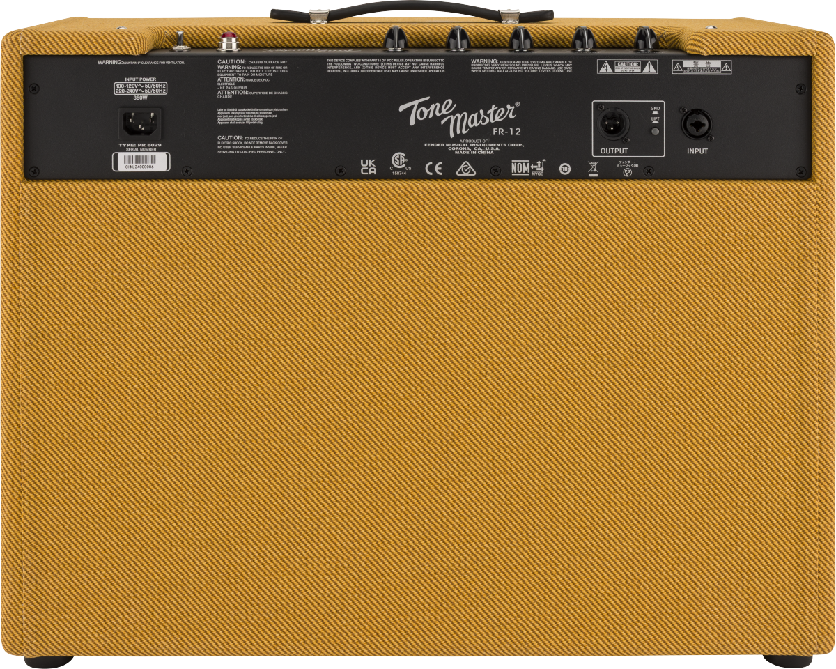 Back of Fender Tone Master FR-12 Tweed 1x12 Cab.