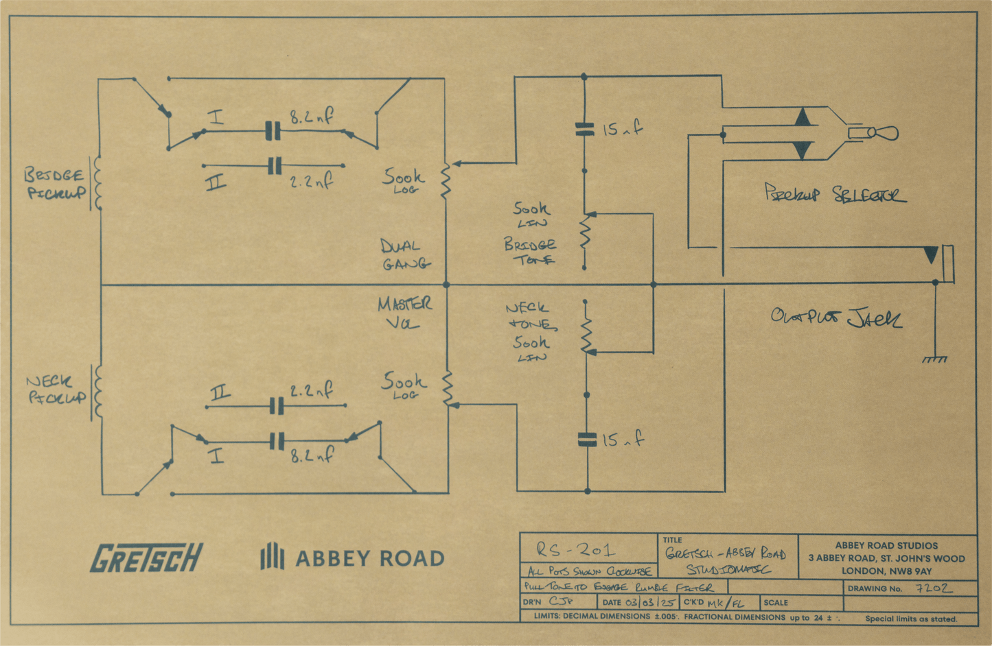 Gretsch Limited Edition Abbey Road Studiomatic Hollow Body w/Bigsby Gold Hardware EBClassic Walnut Stain w/case