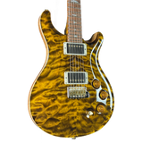 Electric guitar with a tortoiseshell finish on a white background