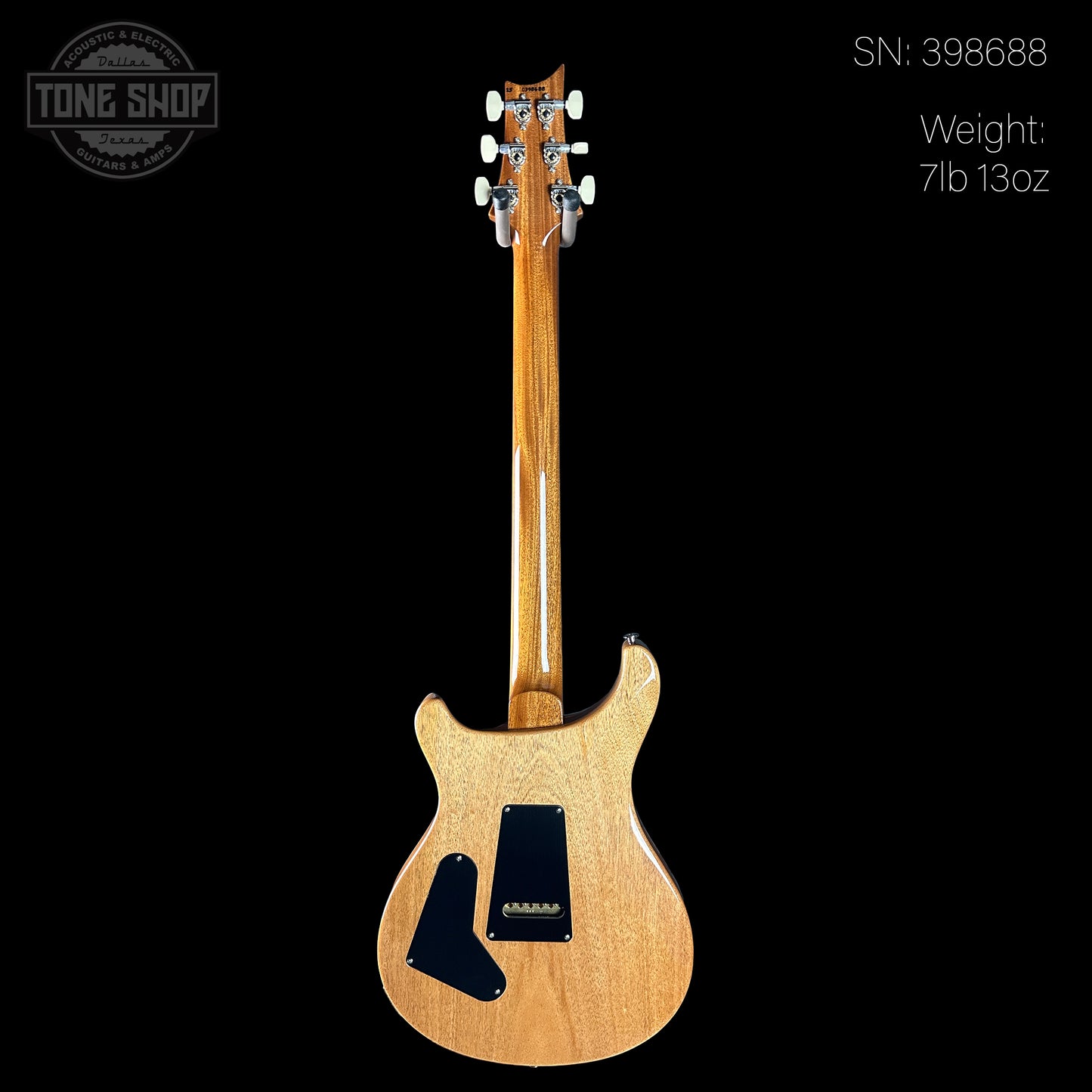 Full back of serial number 398688 of PRS 40th Anniversary Custom 24 Limited Edition Tiger Eye.