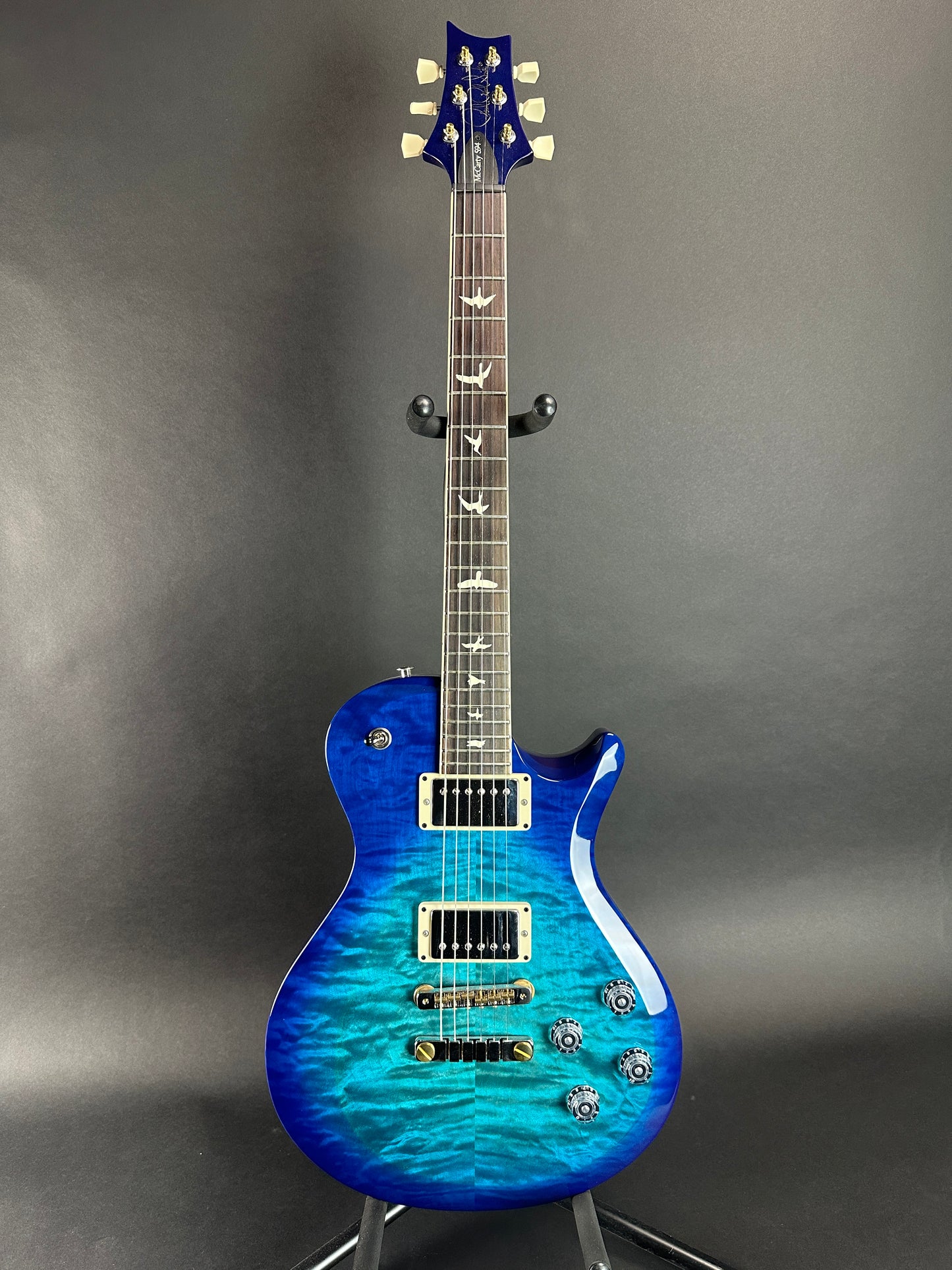 Full front of Used PRS S2 McCarty 594 Singlecut Quilt Makena Blue.
