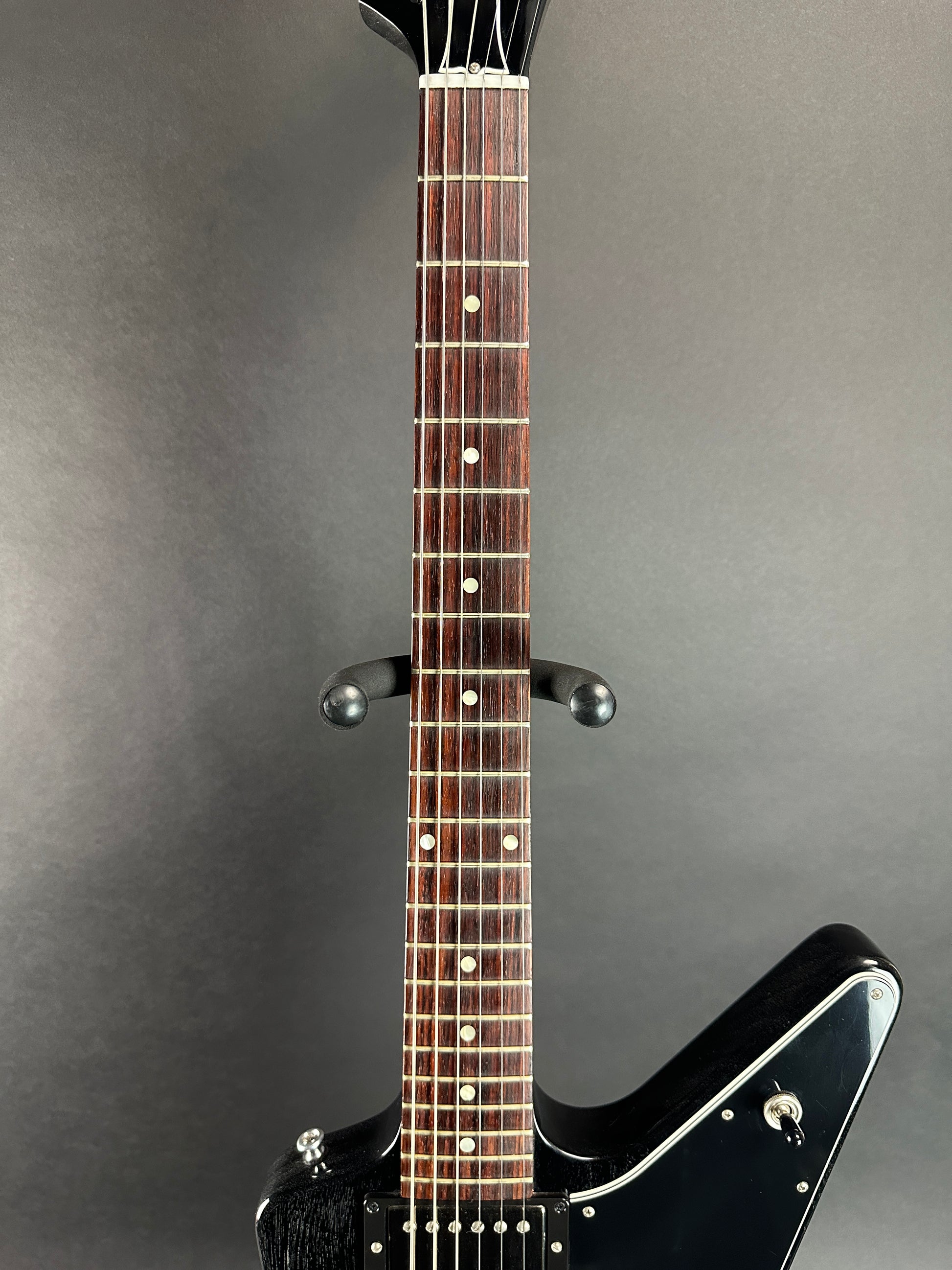 Fretboard of Used 2017 Gibson Custom Explorer Black Doghair.