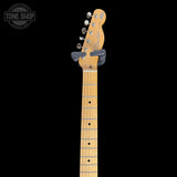 Headstock of Used Fender Brad Paisley Black Sparkle Esquire.