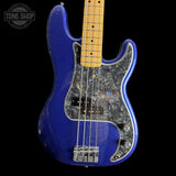 Front of Used Fender Player Precision Bass Daytona Blue.