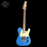 Full frontal of Used Squier FSR Bullet Telecaster Lake Placid Blue TSS7256.