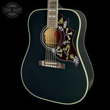 Front angle of Gibson Custom Made 2 Measure Hummingbird Torch Ebony LR Baggs VTC.