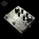 Guitar effects pedal with 'Clockwork' branding on a black background