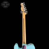 Back of headstock of Used T-Style Parts Guitar Robin Egg Blue TSS7672.