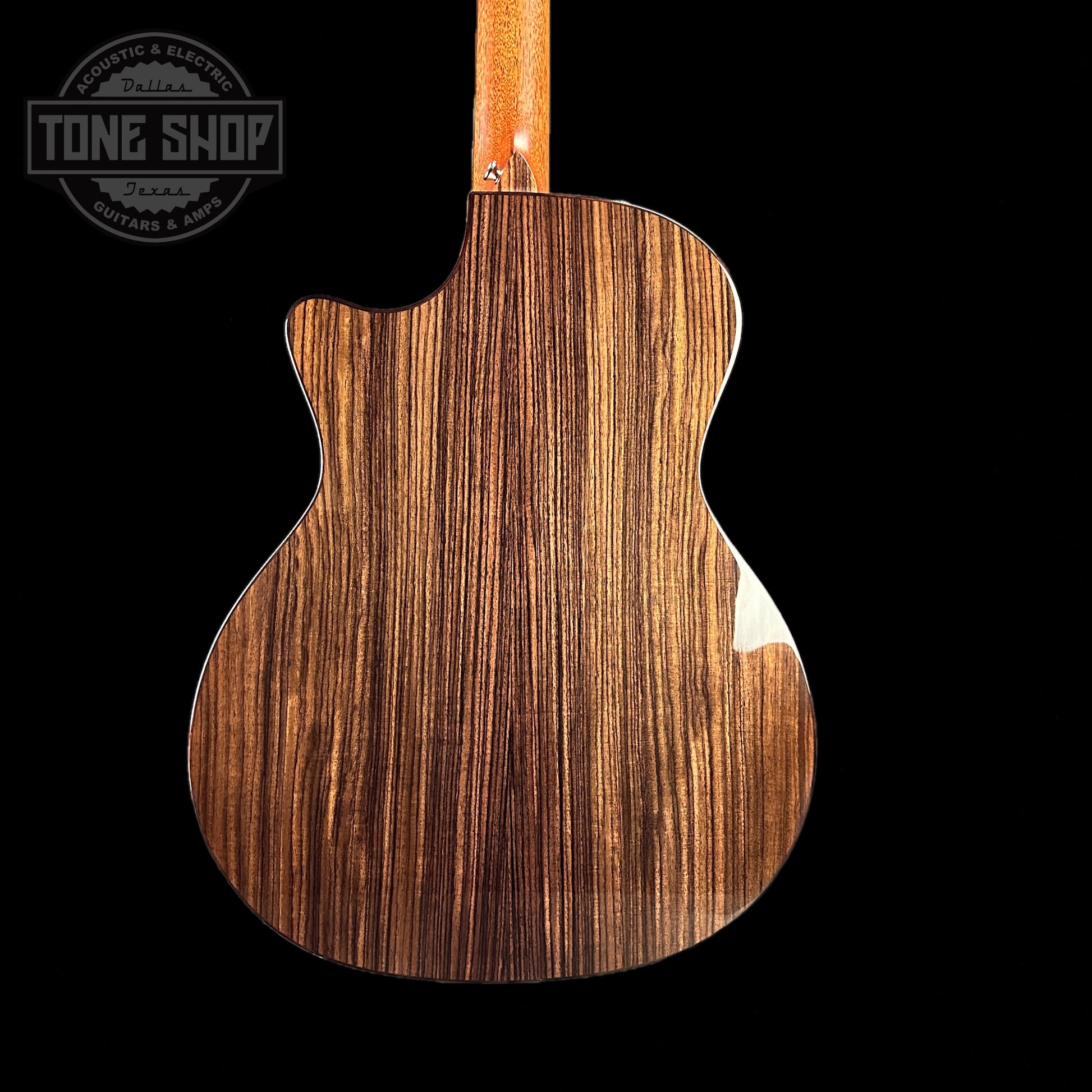 Back of body of Taylor Custom Catch #25 Grand Auditorium Western Red Cedar/East Indian Rosewood.