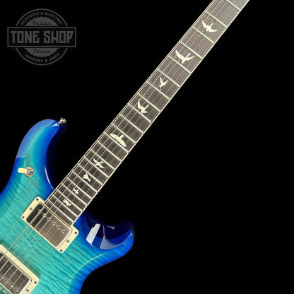 Fretboard of PRS S2 McCarty 594 Flame Top Makena Blue.