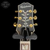 Headstock of Used 2024 Epiphone Sheridan Sunburst TSS7736.