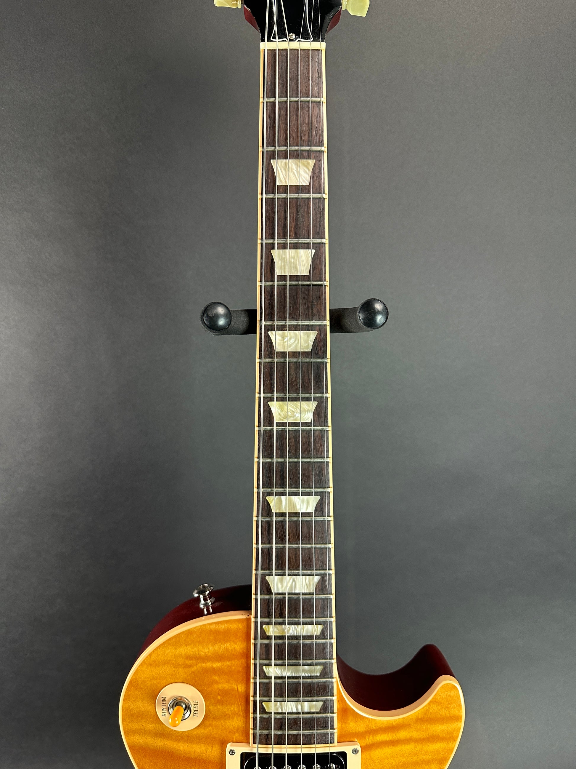 Fretboard of Used 2005 Gibson Les Paul Standard Lemonburst.