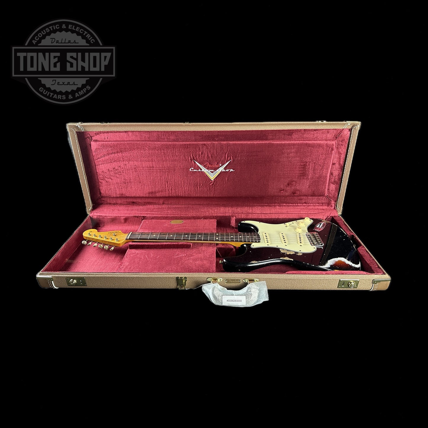 Fender Custom Shop 2023 Collection 60 Strat Heavy Relic Aged Black Over 3 Color Sunburst in case.