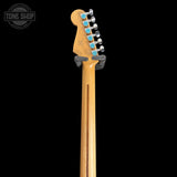Back of headstock of Used Squier Stratocaster Black MP TSS7463.