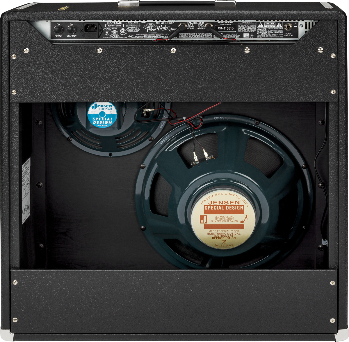 Back of Fender Jack White Pano Verb 120V.