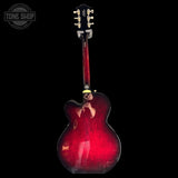 Back of Used 2023 Gretsch G6119T-62 Tennesee Rose Vintage Select Dark Cherry.