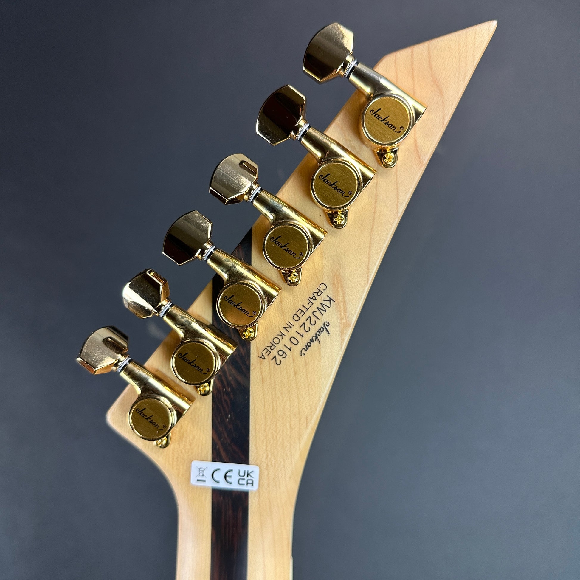 Back of headstock of Used Jackson Concept Series Soloist SL Walnut HS.
