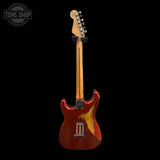 Back of Used 2001 Fender Custom Shop LTD ’56 Stratocaster Relic Candy Apple Red Over Sunburst Gilmour Inspired w/DG-EMG's TFW3248.