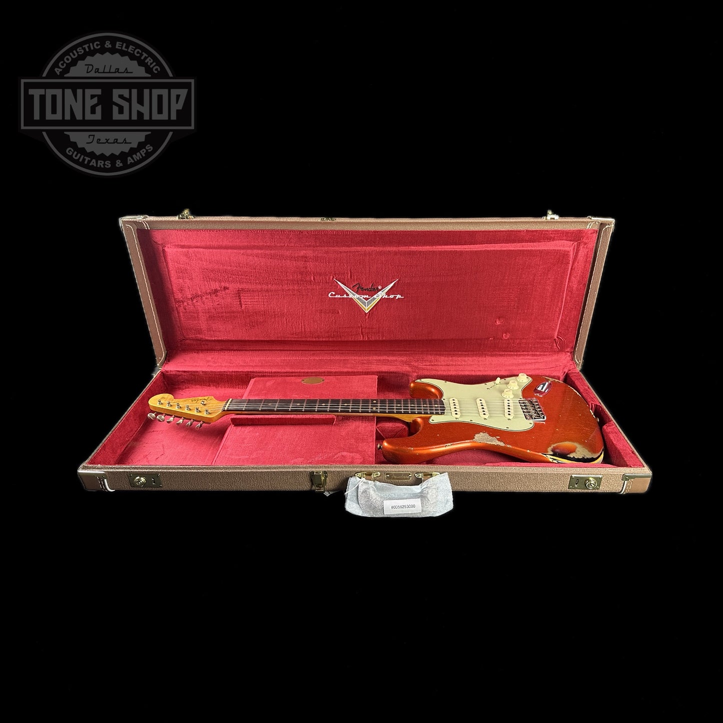 Fender Custom Shop Limited Edition 62 Strat Heavy Relic Aged Candy Tangerine Over 3 Color Sunburst in case.