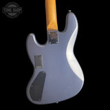 Back of body of Used Squier FSR Contemporary Active Jazz Bass Flat Black.