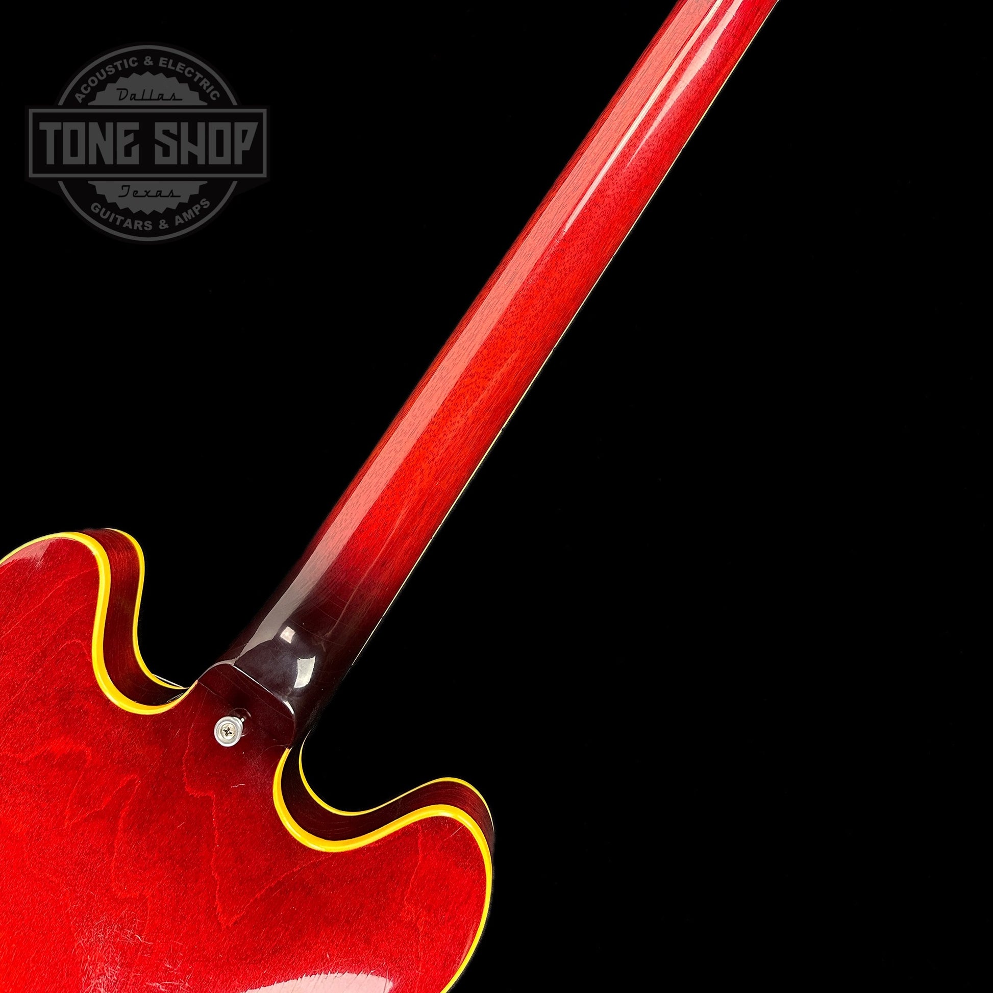 Back of neck of Vintage 1966 Gibson Trini Lopez Cherry.