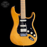 Front of Used 2005 Fender American Deluxe HSS Mini Floyd Amber.