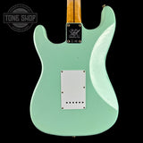 Back of Fender Custom Shop LTD 70th Anniversary 1954 Stratocaster Surf Green.