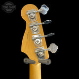 Back of headstock of Used Fender Player Precision Bass 3TS.