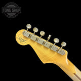Back of headstock of Fender Custom Shop LTD 70th Anniversary 1954 Stratocaster Surf Green.