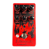 Front of EarthQuaker Devices Afterneath V3 Tone Shop Custom Candy Apple Red
