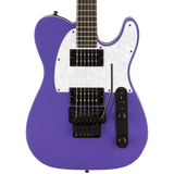 Front Body photo of Fender Limited Edition Player Fusion Telecaster HH Floyd Rose Ebony Aura Metallic against a white background.