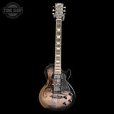 Full frontal of Used 2025 Gibson Les Paul Studio Session Trans Ebony Burst.