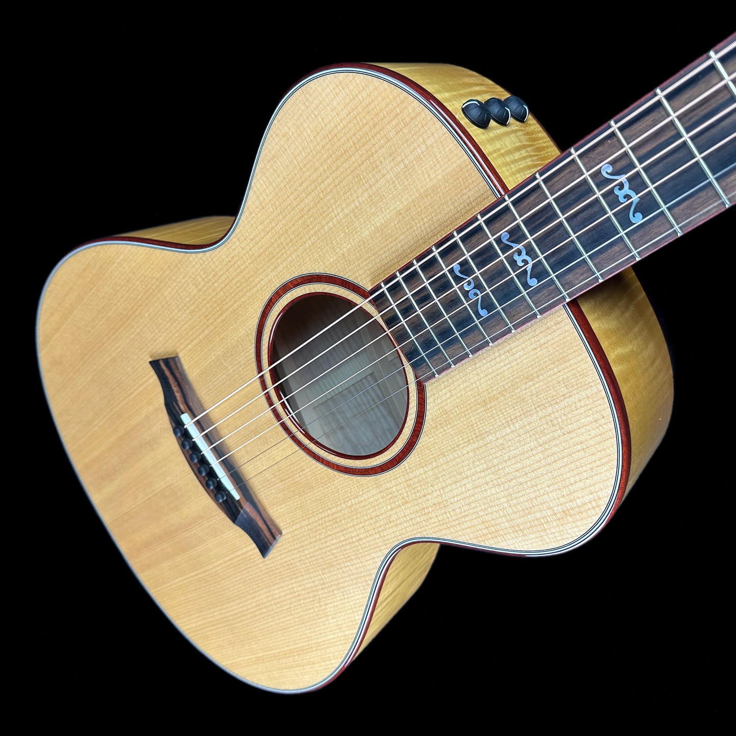 Front angle of Taylor Custom GC Flamed Maple #12509.